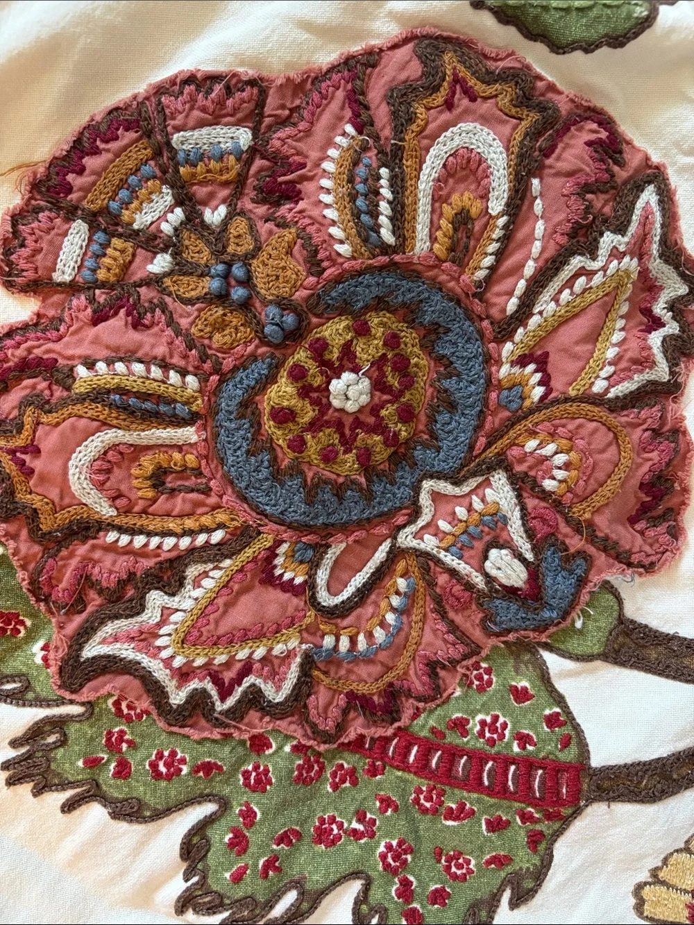 Pottery Barn Riley Crewel Embroidered Lumbar Pillow Cover